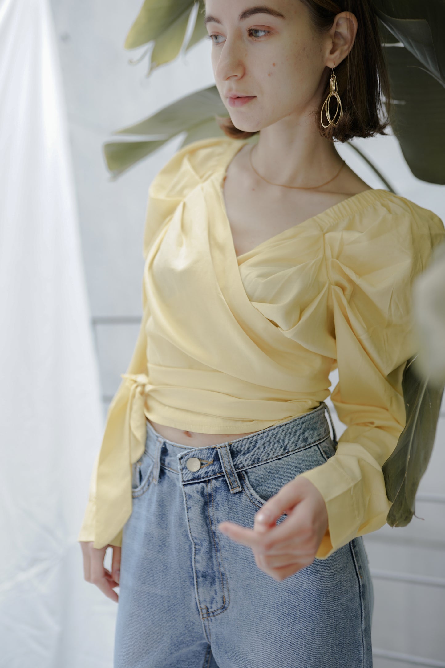 ロングスリーブカシュクールトップス