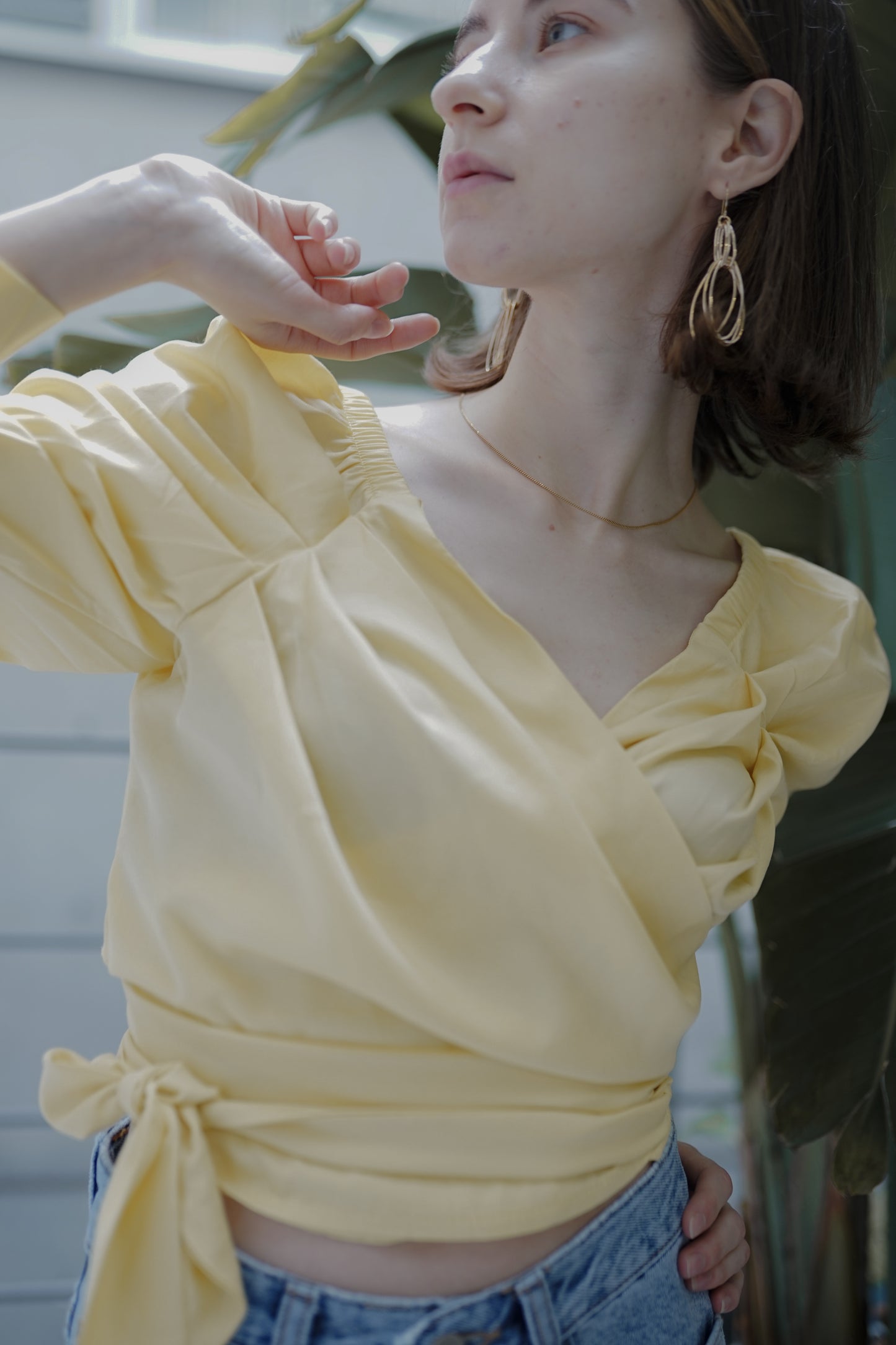 ロングスリーブカシュクールトップス