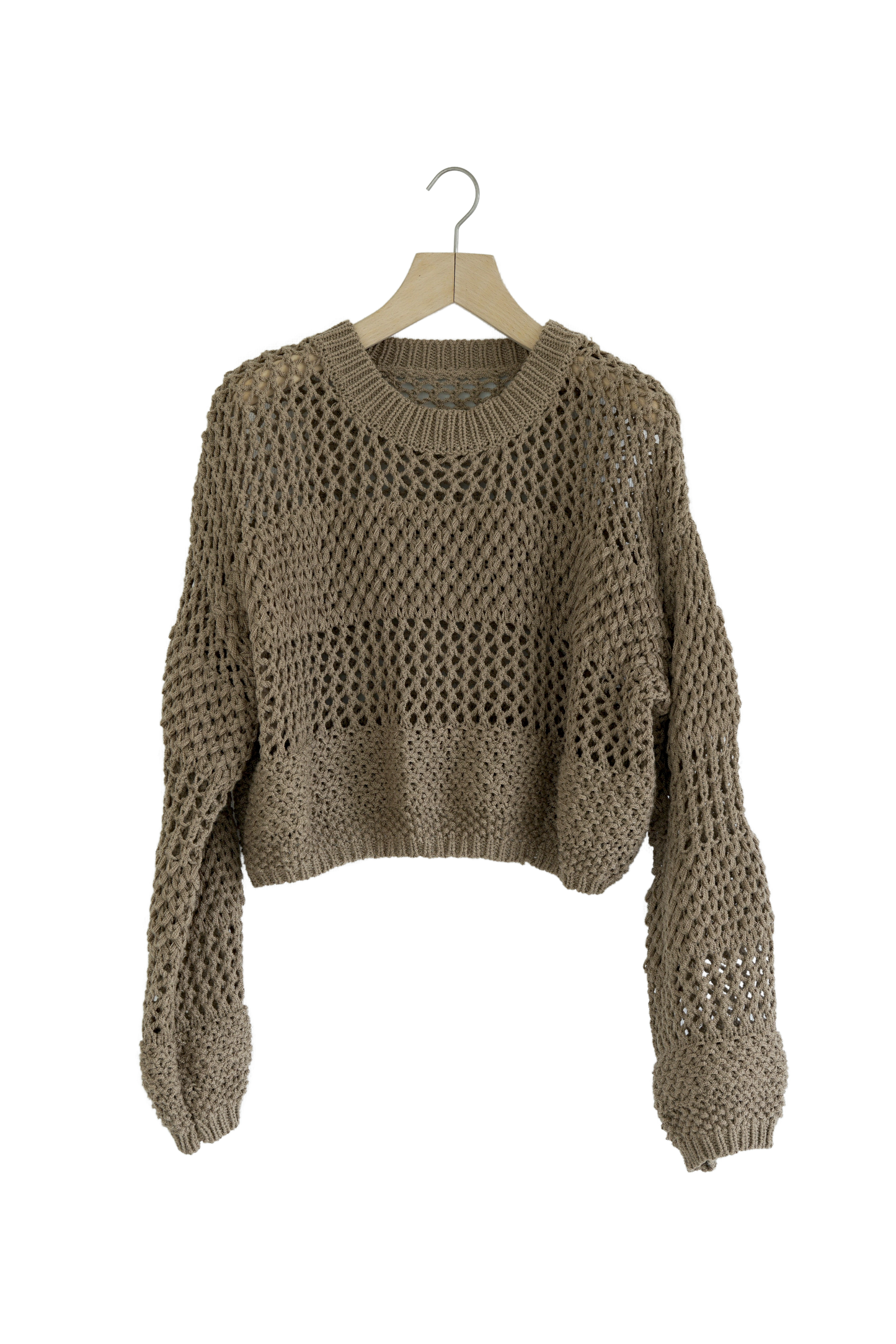 <b>スカシアミショートニット</b><br><font size="1">コンパクトでミニマルな雰囲気あるアイテムで今シーズントレンドの透かし網みがこなれ感あるデザインニット。</font>
