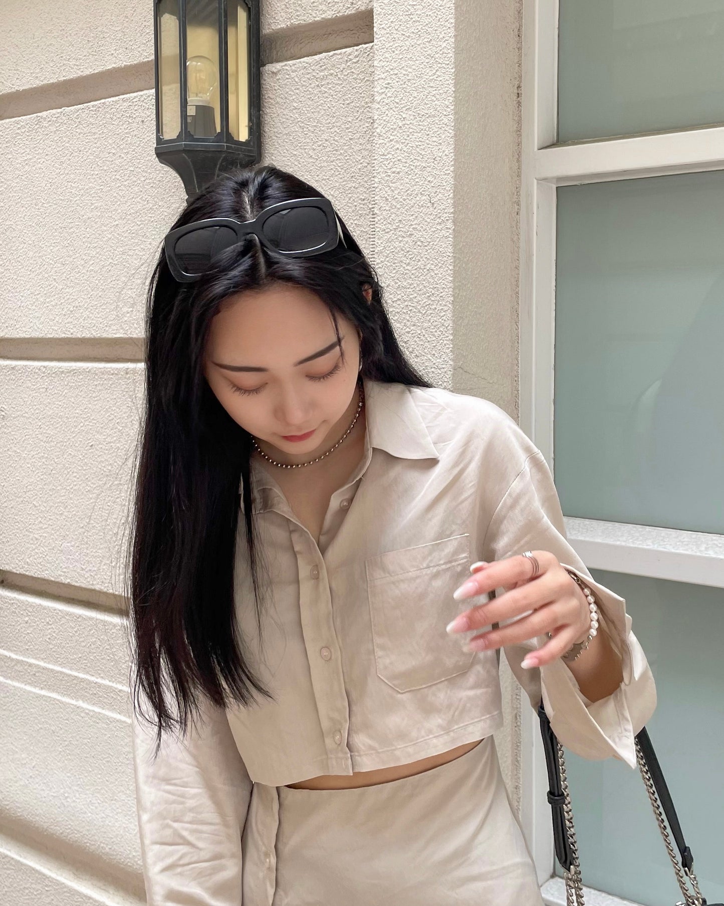<b>ウエストカットシャツワンピース</b><br><font size="1">ウエストがちら見えするデザインがポイントのシャツワンピース。</font>