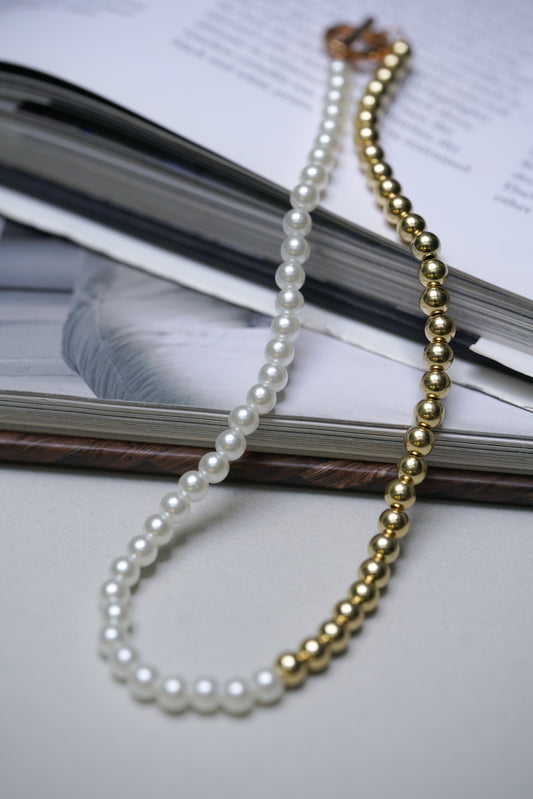 パール&ゴールドマンテルネックレス