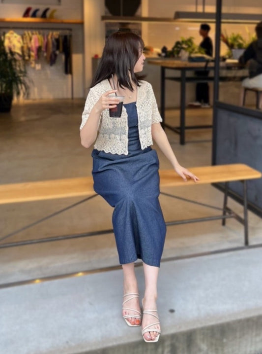 <b>デニムキャミワンピース</b><br><font size="1">春夏シーズンに1枚はGETしたいデニム生地のキャミワンピース。</font>