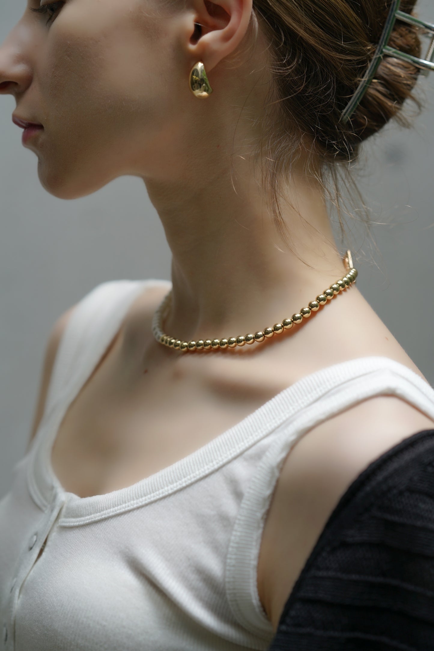 パール&ゴールドマンテルネックレス